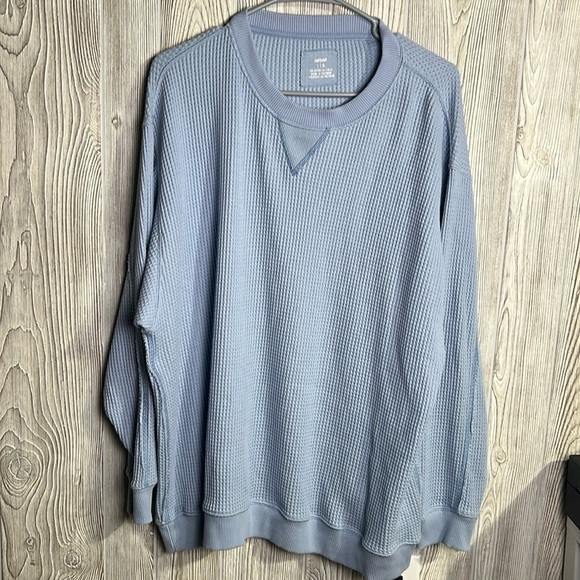 aerie Tops - Women’s aerie light blue oversized waffle sweatshirt size large